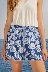 Womensecret Pantalón corto estampado tropical azul azul