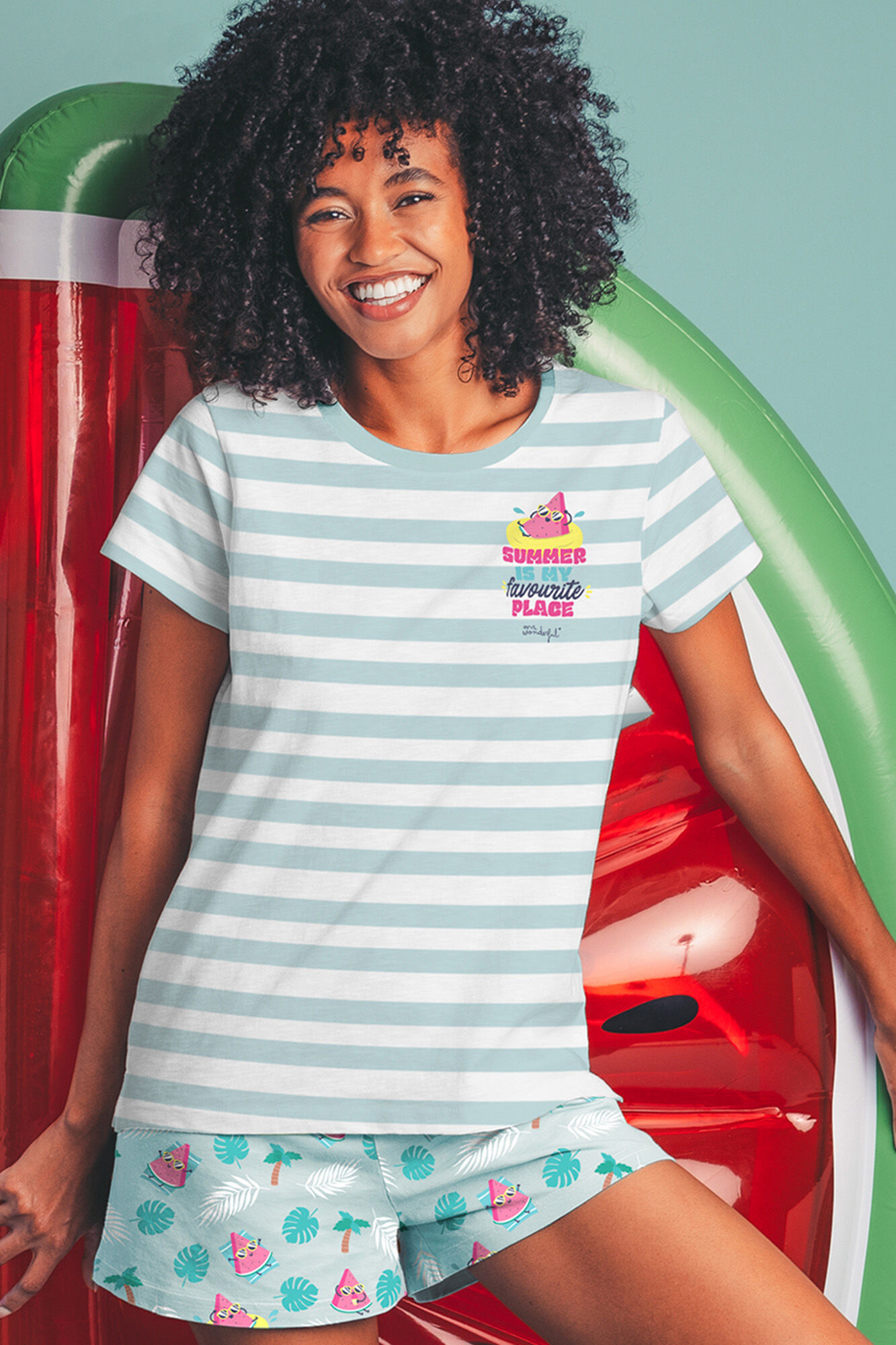 Mr. Wonderful MR WONDERFUL Pijama Manga Corta Sandia para Mujer