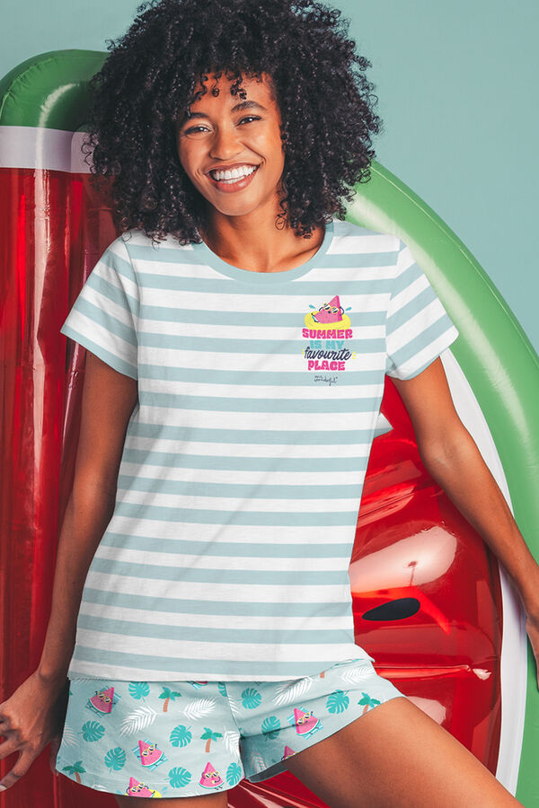 Mr. Wonderful MR WONDERFUL Pijama manga curta melancia para mulher azul