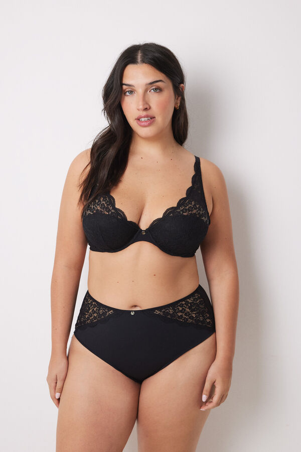 Women'secret INTUITIVE Soutien halter enchimento renda preto preto