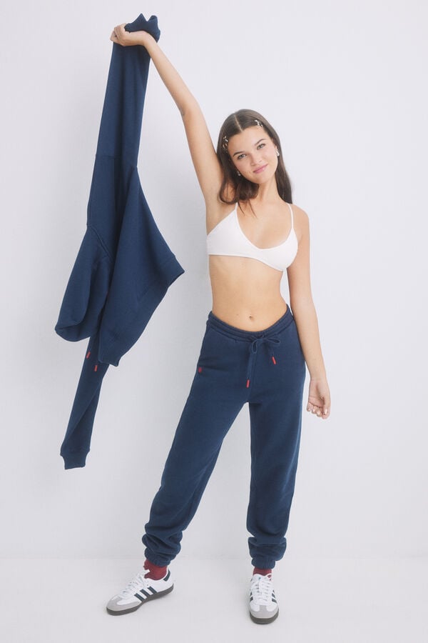 HI&BYE Pantal&oacute;n jogger felpa azul navy azul