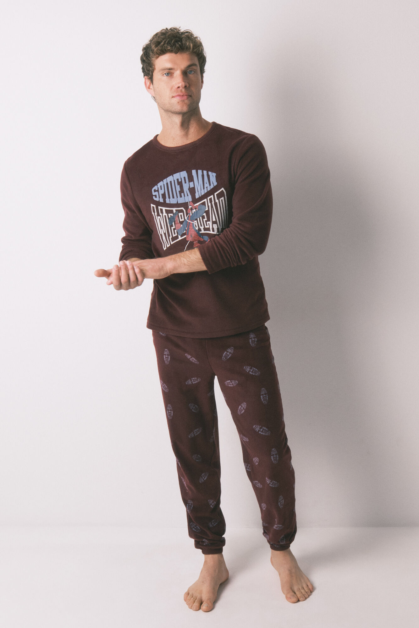 Women'secret Pijama largo hombre polar rojo Spiderman