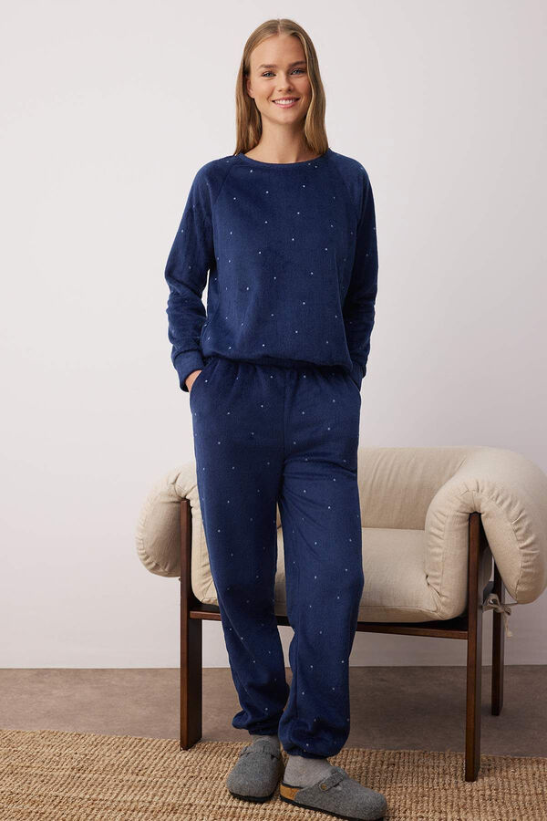 Trendyol Conjunto pijama polar azul lunares&nbsp; azul
