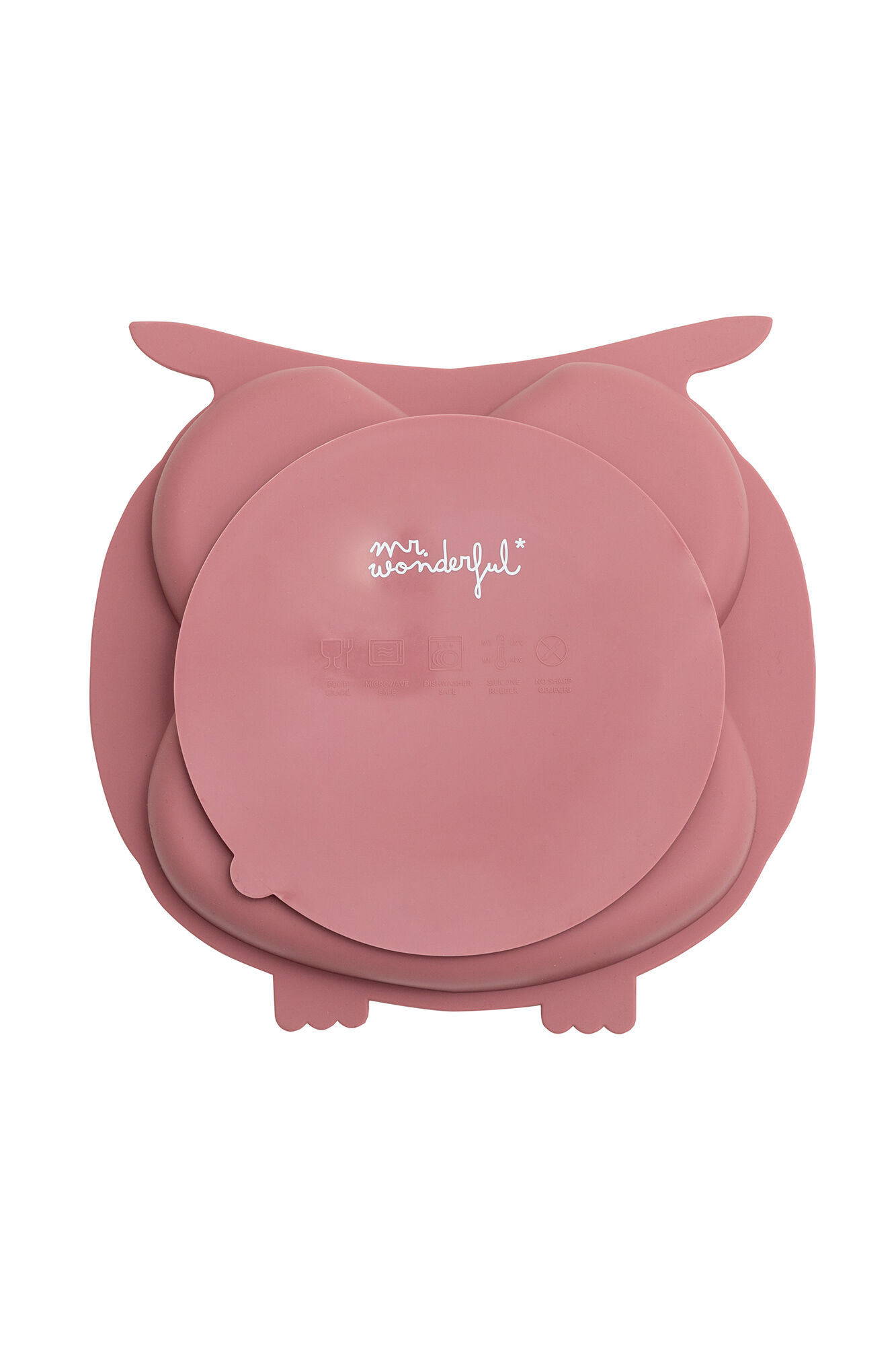 Mr. Wonderful Prato de silicone para beb&ecirc; com ventosa - Coruja rosa