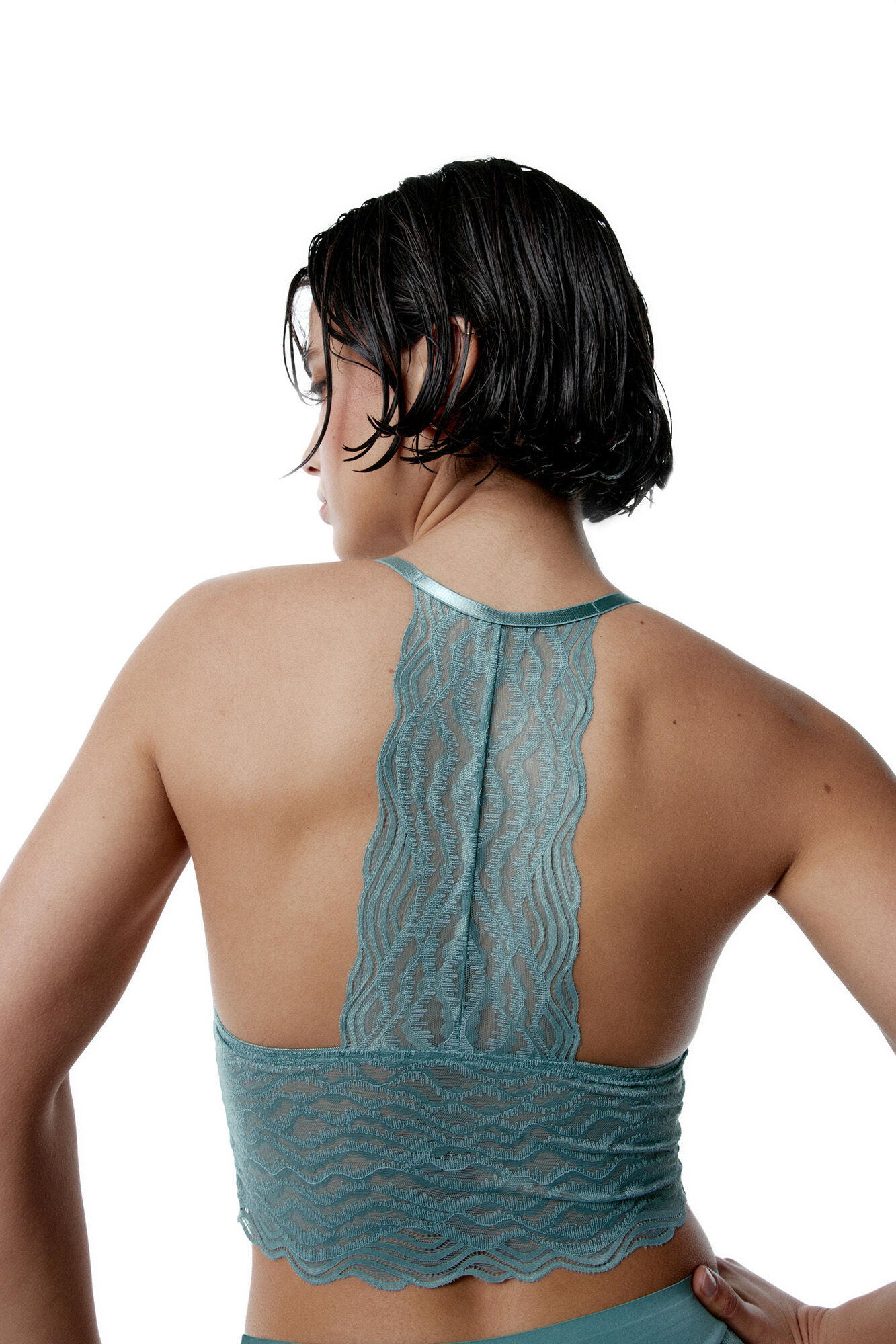 Black Limba Suti&atilde; Ariane de renda Crop top