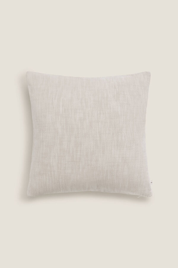 Textura Capa travesseiro algod&atilde;o efeito linho bege