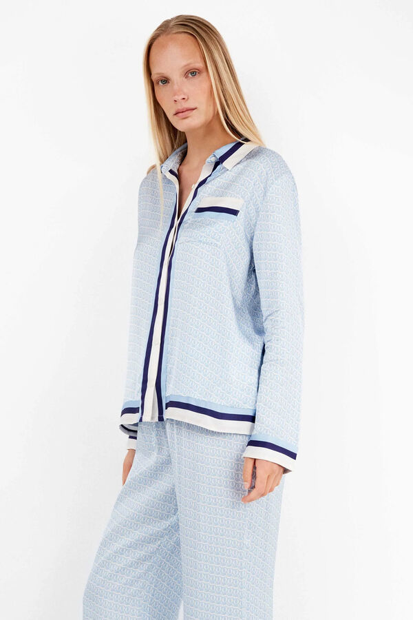 Gisela Pijama camisero estampado monogram blanco