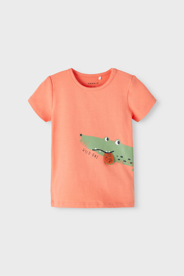 Womensecret Camiseta de manga corta de bebé niño con detalle en 3D naranja