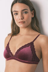 Women'secret Soutien triangular de veludo NATURAL bord&ocirc; vermelho