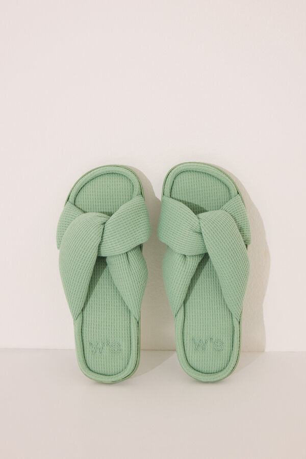 Women'secret Chinelos de quarto abertos waffle verde verde
