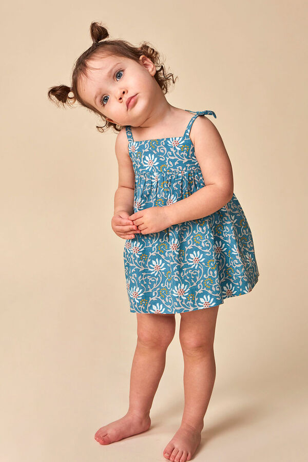 Gocco Vestido Talle Alto Con Estampado De Flores  Azul Pato azul