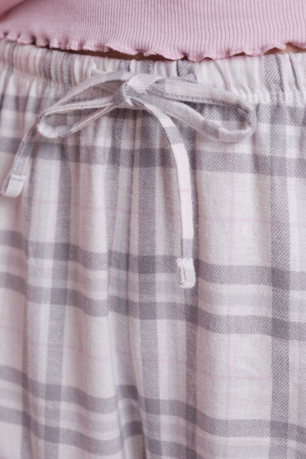 HI&BYE Pijama largo algod&oacute;n cuadros logo rosa  rosa