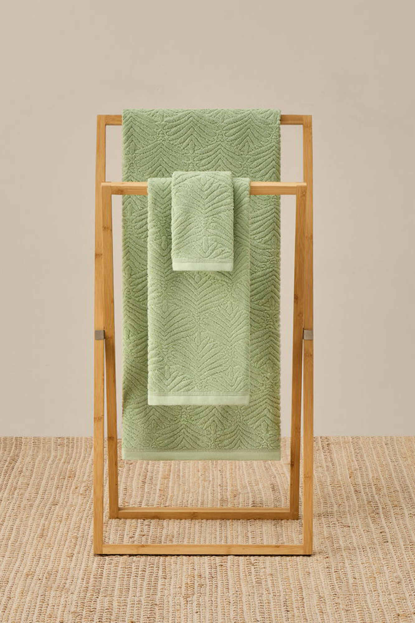 Textura Toalla rizo jacquard hojas