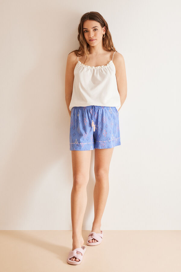 Women'secret Pijama 100% algod&oacute;n blanco &eacute;tnico gris