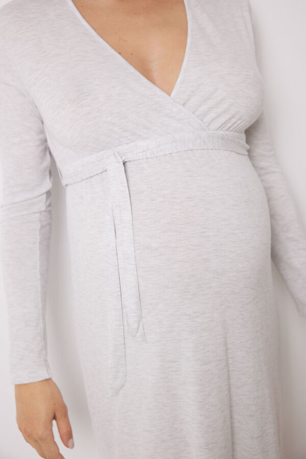 Women'secret Camisa de dormir curta de maternity em viscose cinza cinzento