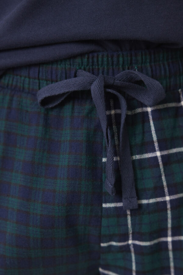 Women'secret Pijama largo hombre 100% algod&oacute;n cuadros azul