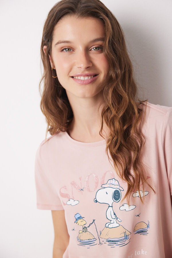 Women'secret Pijama 100% algod&oacute;n rosa Snoopy rosa
