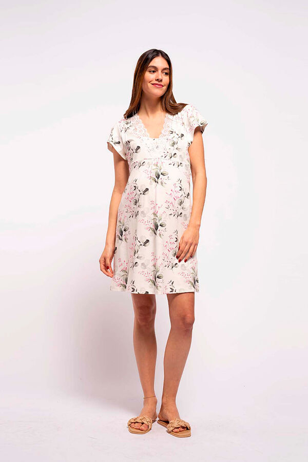 Ohma! Camis&oacute;n lactancia manga corta de flores blanco