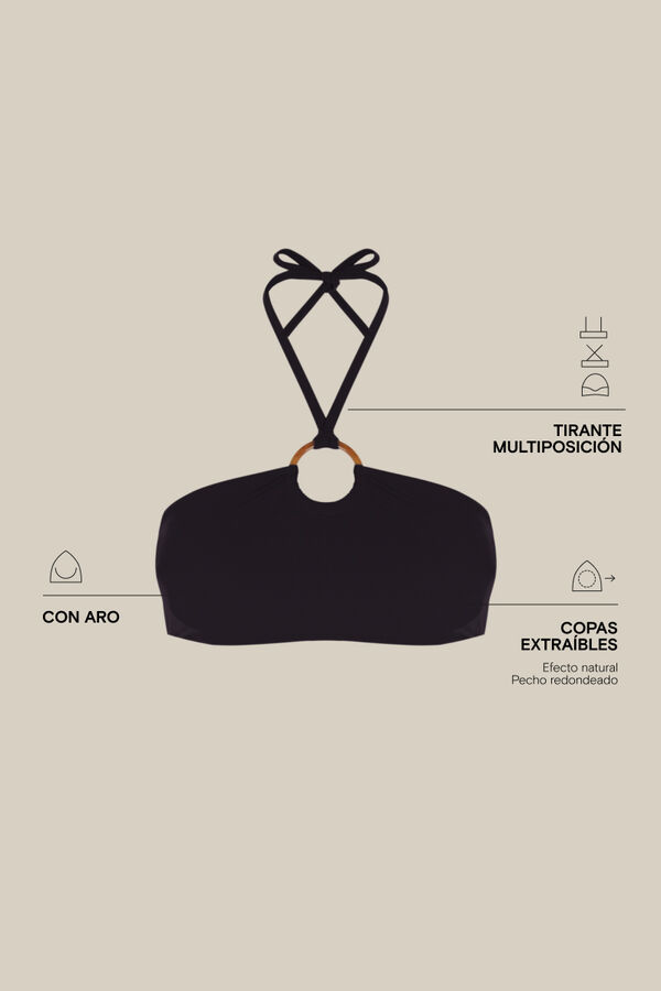 Women'secret Top bikini bandeau negro negro