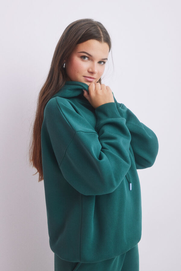 HI&BYE Sweatshirt capuz felpa verde logo verde