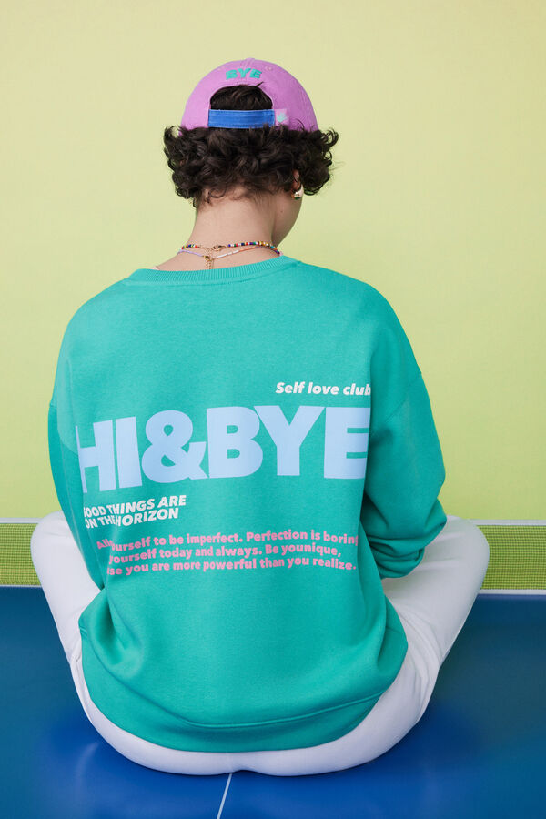 HI&BYE Sudadera felpa verde logo  verde