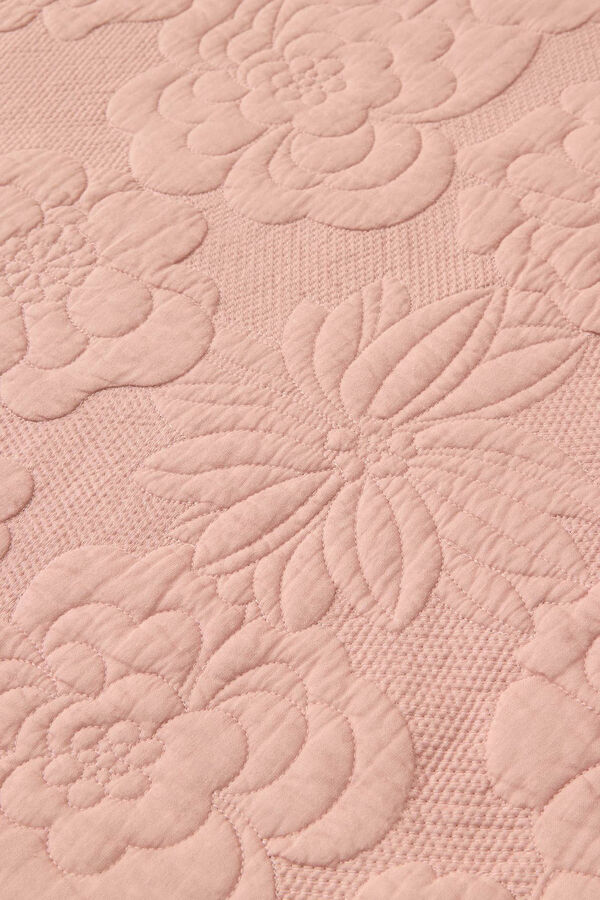 Textura Colcha bordada floral rosa