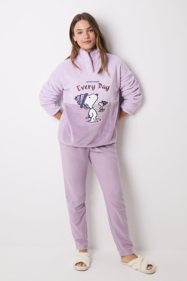 Women'secret Pijama largo polar Snoopy rosa