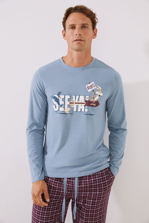 Pijama para hombre algodón básico azul