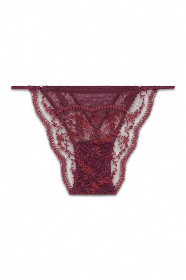 Women'secret Renda cl&aacute;ssica com al&ccedil;a plumeti em renda e cueca vermelho