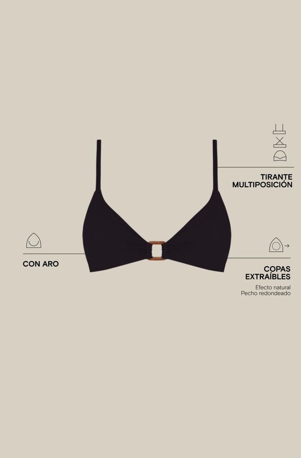 Women'secret Top bikini triangular negro negro