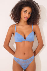 Women'secret Tanga encaje azul azul