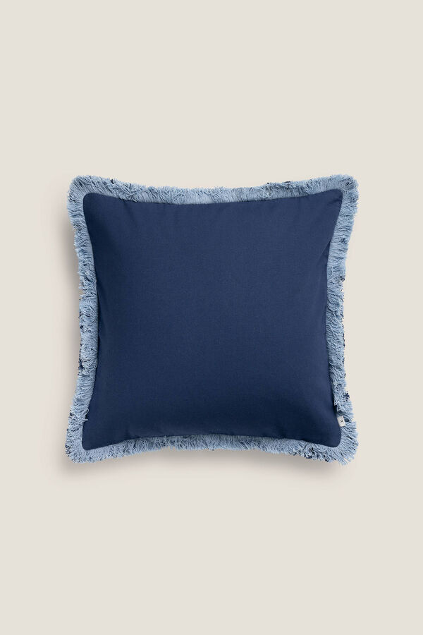 Textura Funda coj&iacute;n flecos algod&oacute;n 45x45cm. azul