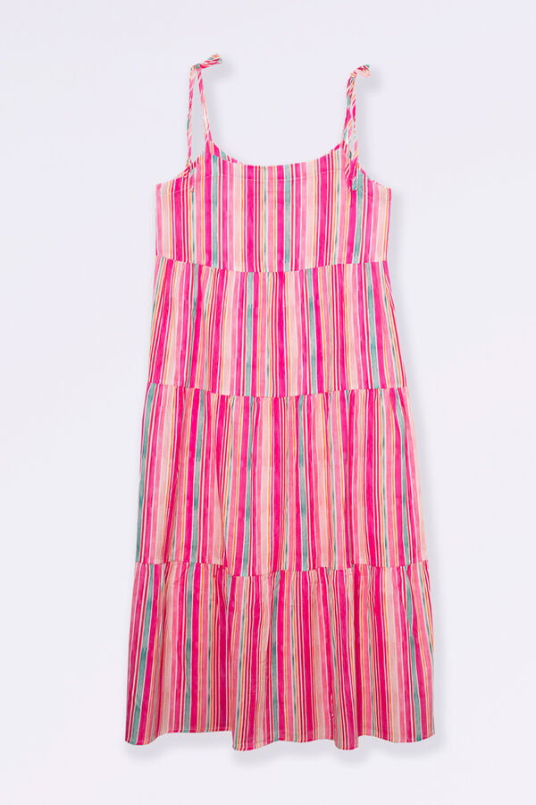 Ohma! Vestido comprida pr&eacute;-mam&atilde; &agrave;s riscas estampado