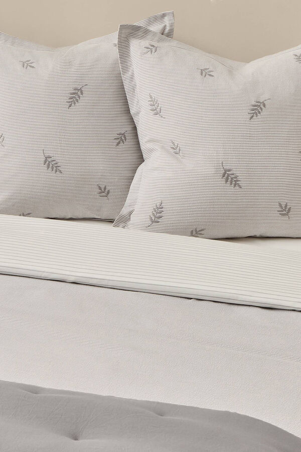 Textura Capa de edredom riscas revers&iacute;vel cinzento