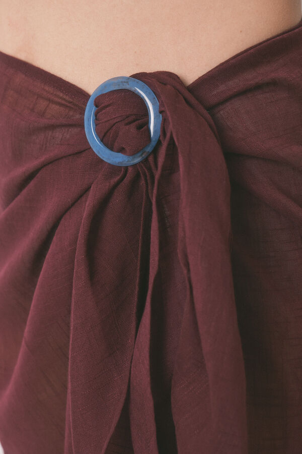 Women'secret Saia p&aacute;reo 100% algod&atilde;o marrom estampado