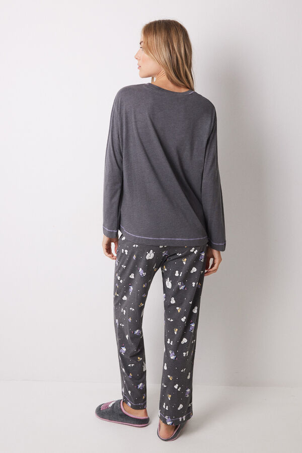 Women'secret Pijama longo Snoopy 100% algod&atilde;o cinzento