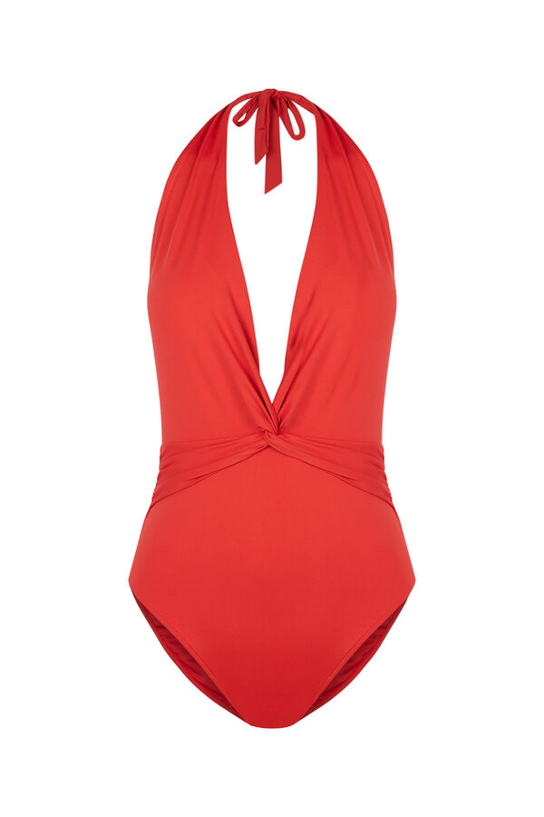 Women'secret Ba&ntilde;ador escote pico profundo rojo rojo
