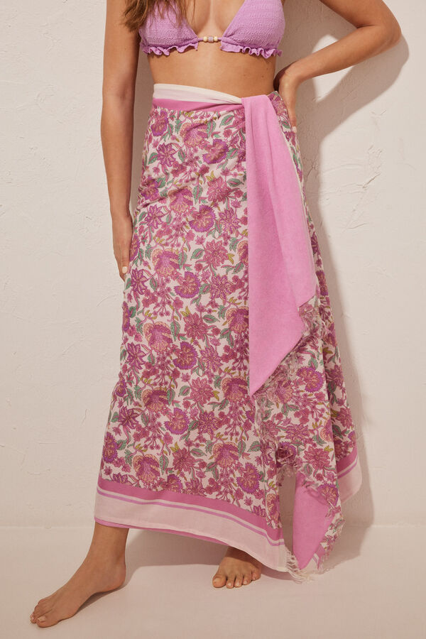 Women'secret Toalla pareo estampado floral rosa