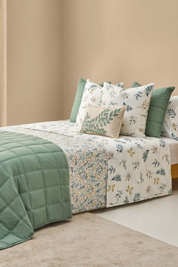 Textura Colcha microfibra cuadros verde