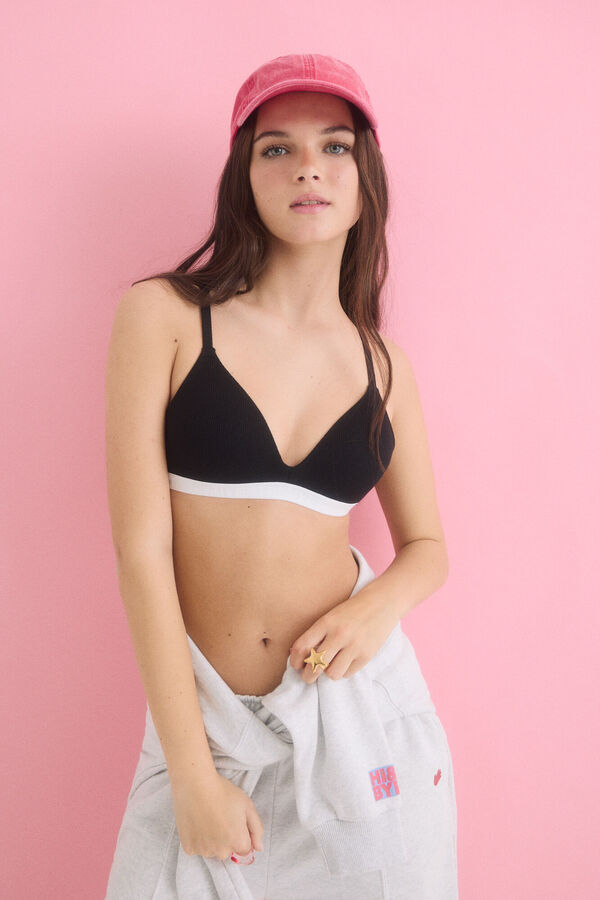 HI&BYE Suti&atilde; triangular enchimento fixo preto preto