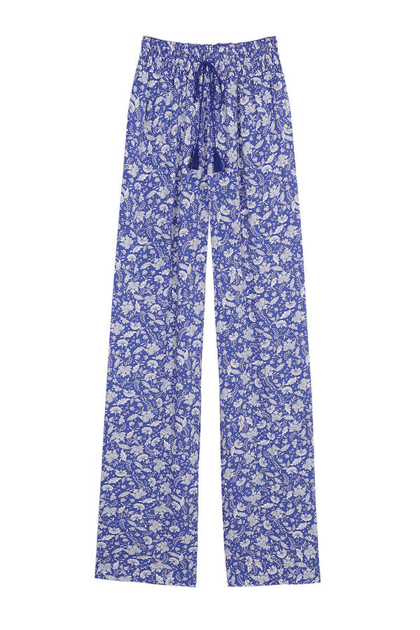 Womensecret Pantalón 100% algodón estampado azul estampado