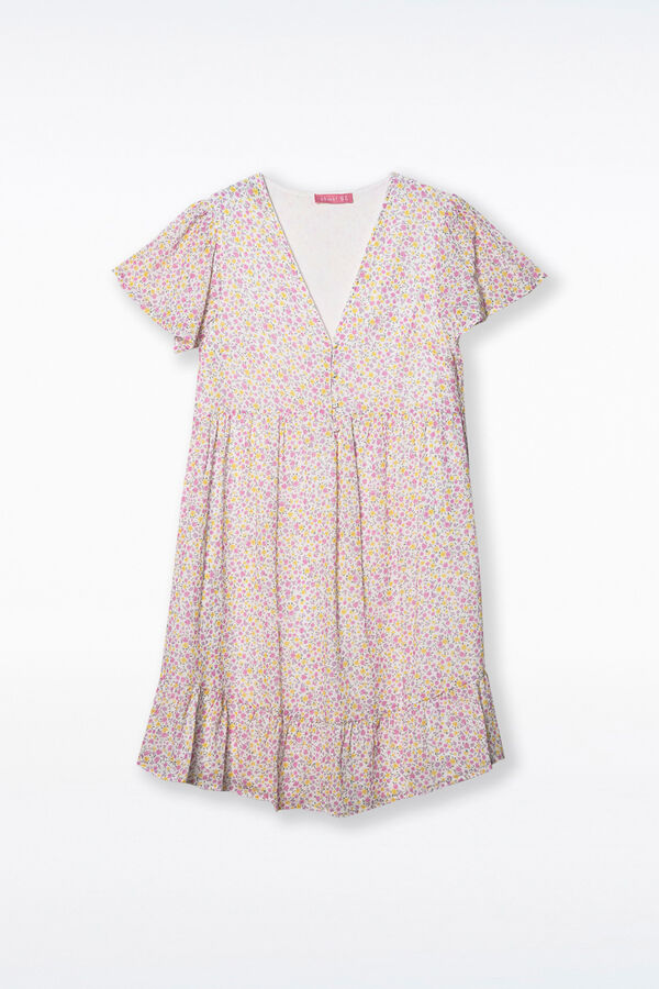 Ohma! Vestido de amamenta&ccedil;&atilde;o estampado com bot&otilde;es branco