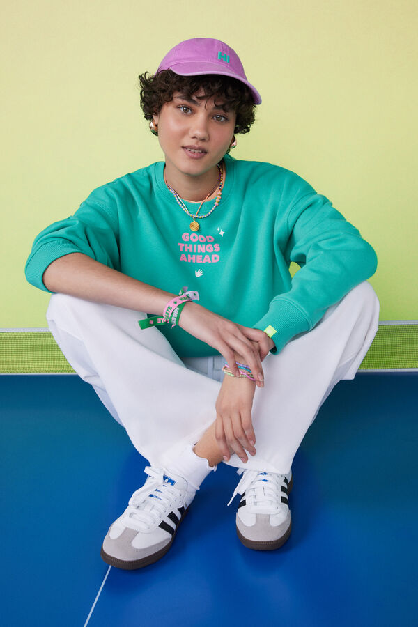 HI&BYE Sudadera felpa verde logo  verde