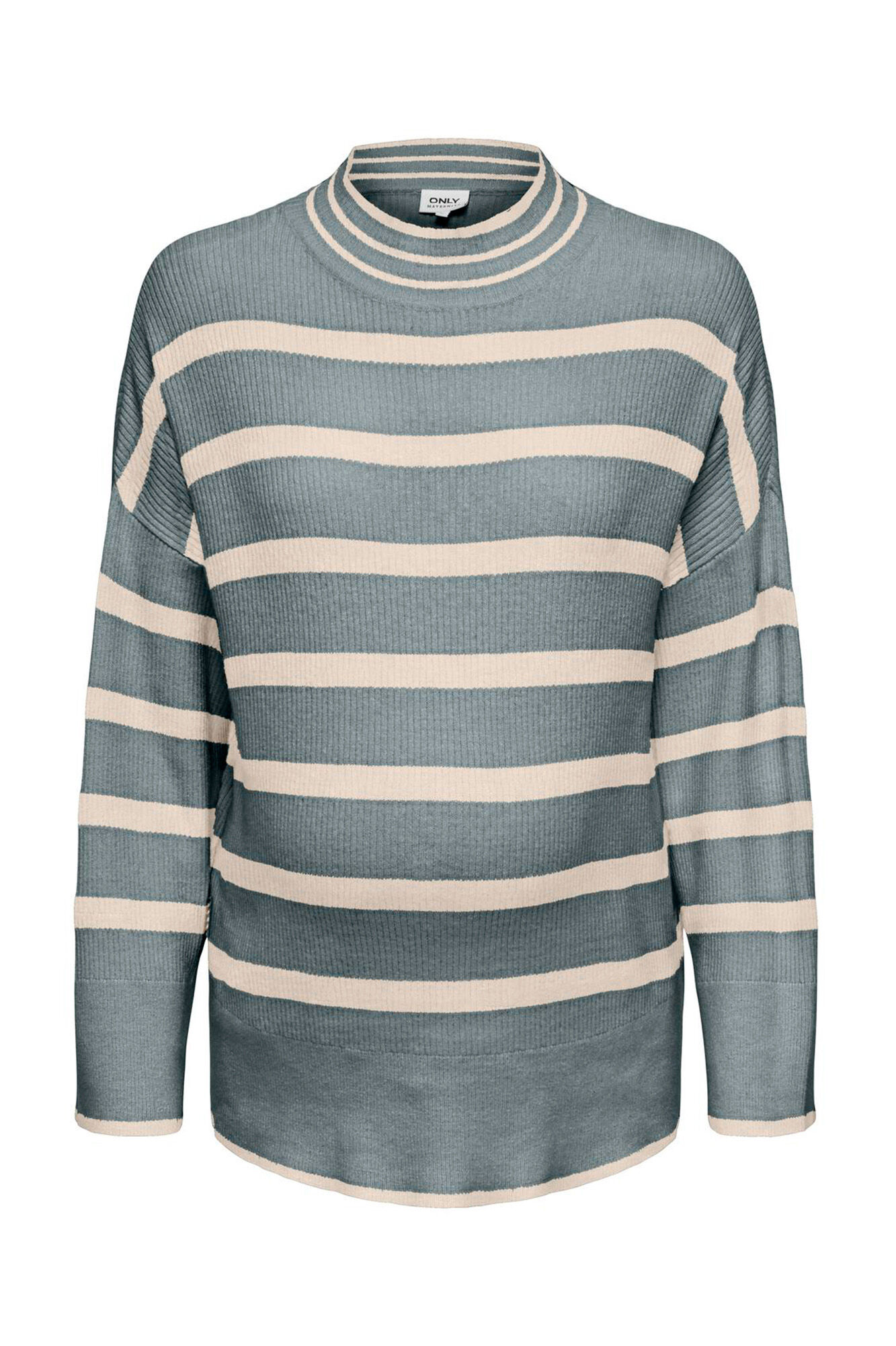 Only Maternity Jersey de lana con cuello alto y hombros ca&iacute;dos a rallas