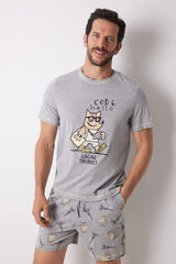 Women'secret Pijama corto hombre 100% algod&oacute;n Cobi gris