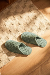 Calma House Chinelos de algodão verde claro ola bege