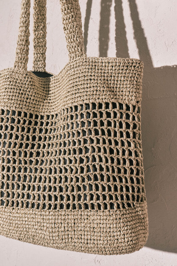 Women'secret Mala tote grande em r&aacute;fia natural cru