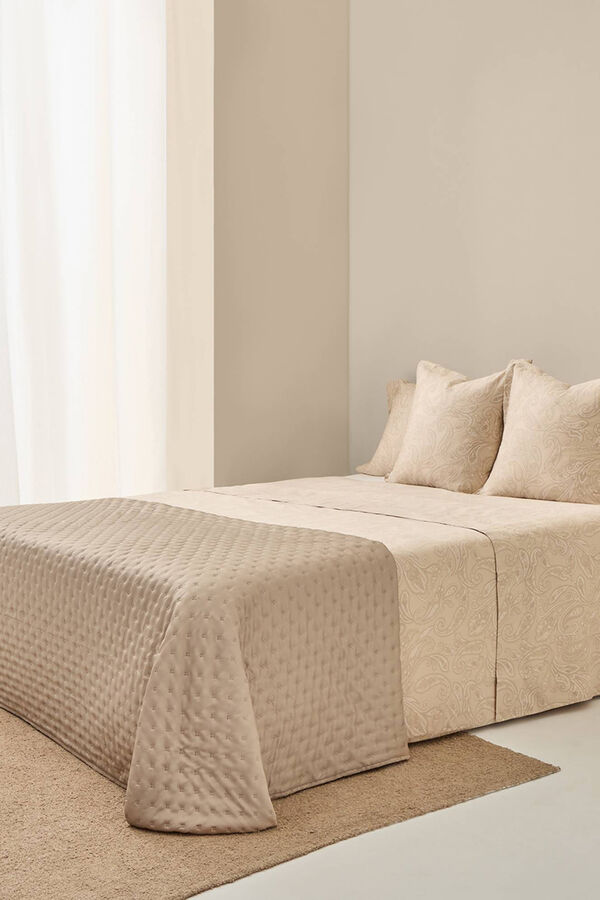 Textura S&aacute;bana de sat&eacute;n estampada kaki