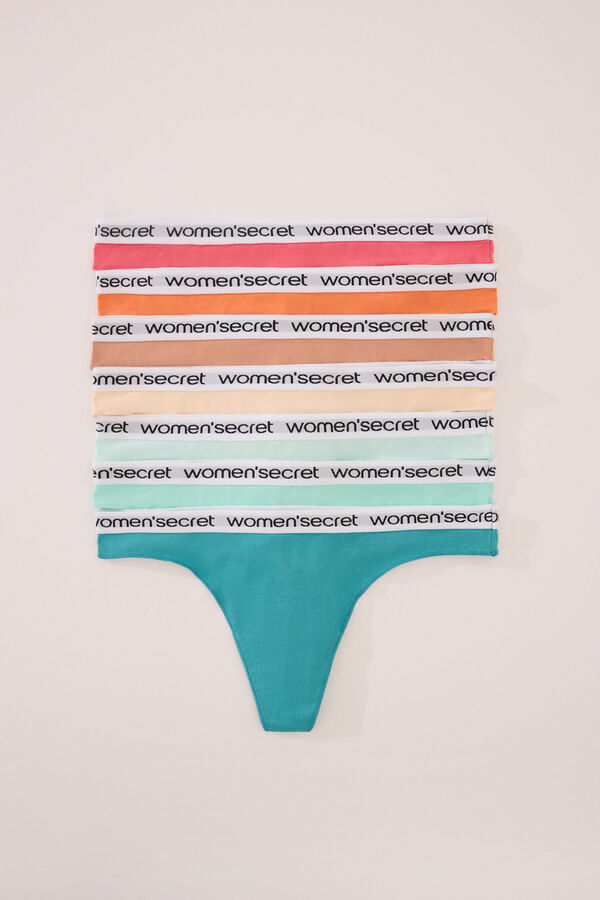 Women'secret Pack 7 tangas algod&oacute;n logo blanco