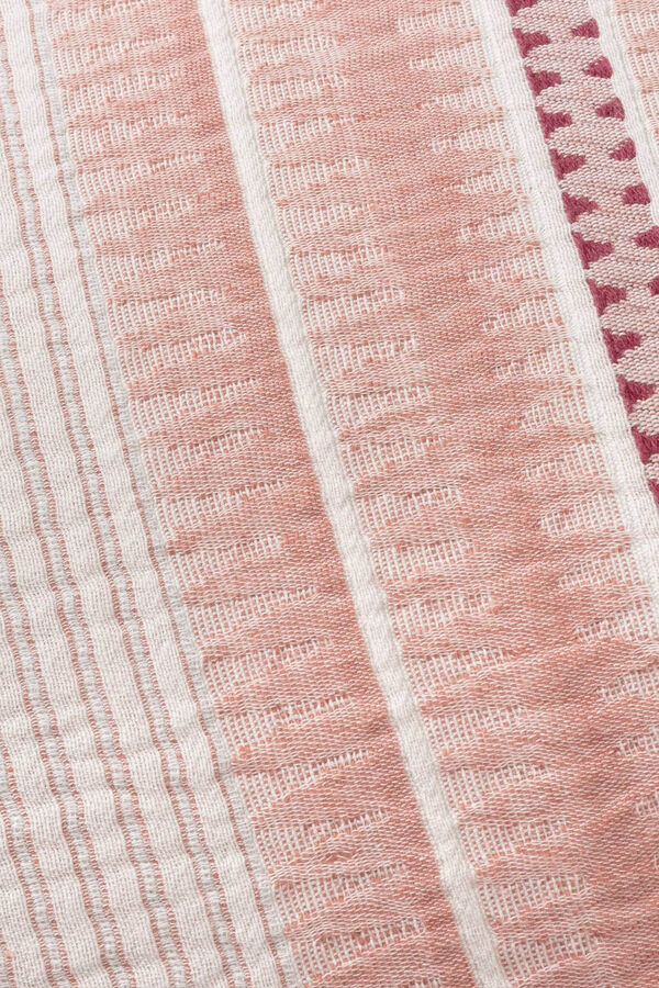 Textura Funda coj&iacute;n rayas algod&oacute;n percal 55x55cm. coral